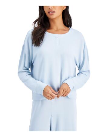 JENNI INTIMATES Intimates Light Blue Henley Neckline Sleep Shirt Pajama Top  XL
