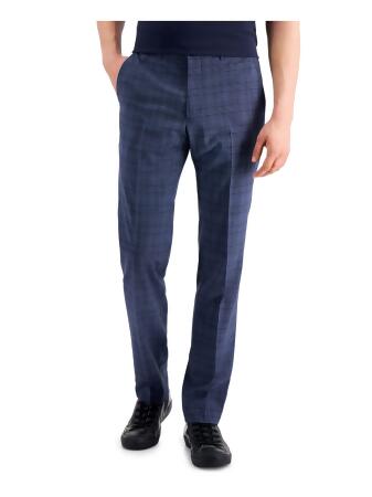 ARMANI EXCHANGE Mens Navy Flat Front, Plaid Stretch Suit Separate Pants 34  Waist