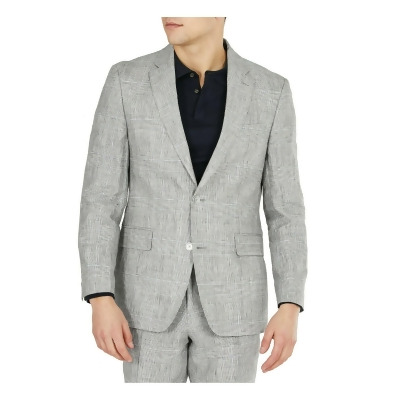 TOMMY HILFIGER Mens Gray Single Breasted, Plaid Classic Fit Suit Separate Blazer Jacket 46R 
