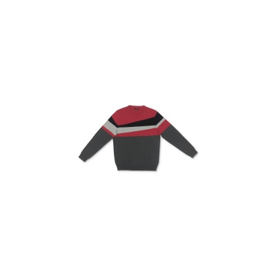 ALFANI Mens Red Striped Crew Neck Classic Fit Cotton Pullover Sweater L 