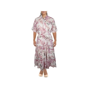UPC 195841117236 product image for Calvin Klein Womens White Pocketed Gathered Tie Belt Lined Floral Short Sleeve C | upcitemdb.com