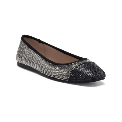 INC Womens Gray Rhinestone Cushioned Jenaya Square Toe Slip On Dress Flats Shoes 6.5 M 