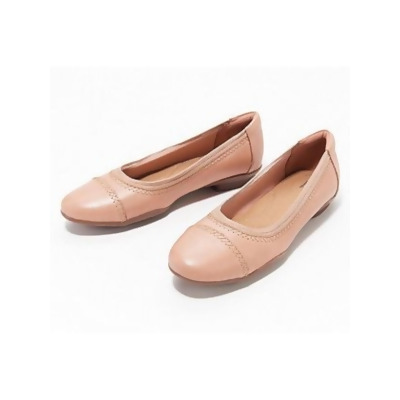 COLLECTION BY CLARKS Womens Pink Arch Support Padded Sara Bay Almond Toe Slip On Leather Flats Shoes 9.5 M 