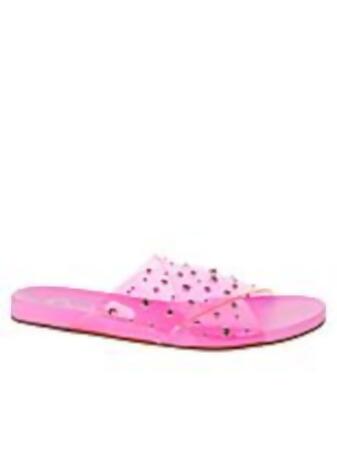 JESSICA SIMPSON Womens Pink Clear Lucite Straps Embellished Rhinestone  Tislie Slip On Slide Sandals Shoes 7.5 M