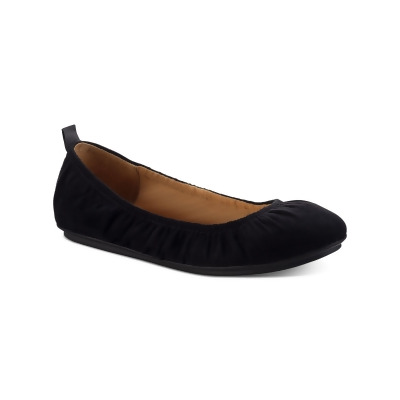 SUN STONE Womens Black Pull Tab Cushioned Stretch Sibyyl Round Toe Slip On Flats Shoes 5.5 