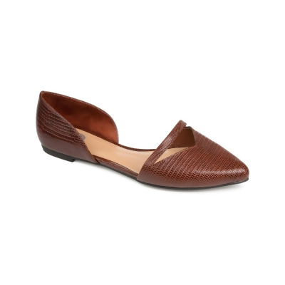 JOURNEE COLLECTION Womens Brown D'orsay Silhouette Cushioned Braely Pointed Toe Slip On Flats Shoes 8 