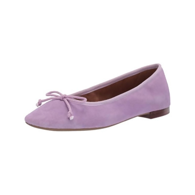 AEROSOLES MARTHA STEWART Womens Purple Bow Accent Padded Homerun Round Toe Slip On Leather Dress Flats Shoes 6 W 