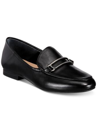 ALFANI Womens Black At Vamp Goldii Round Toe Slip On Leather