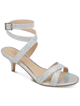 Womens Anna True Silver Textured Metallic Mid-heel Strappy Dress Sandal |  Nina Shoes