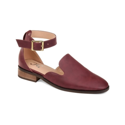 JOURNEE COLLECTION Womens Burgundy Ankle Strap Padded Loreta Square Toe Block Heel Buckle Loafers Shoes 6.5 