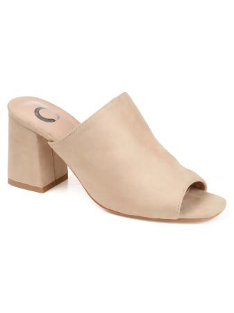 JOURNEE COLLECTION Womens Beige Tie Comfort Mount Round Toe Block