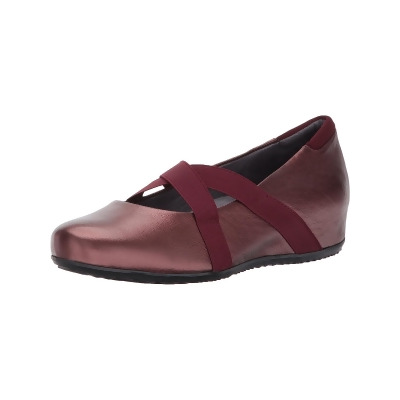 SOFT WALK Womens Burgundy Stretch Removable Insole Arch Support Waverly Round Toe Wedge Slip On Leather Flats Shoes 8 N 