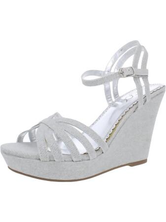 Sugar Women's Capricorn Platform Wedge Sandals - Silver, image size:2000x2000