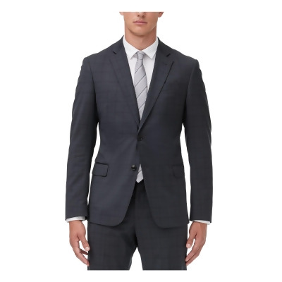 ARMANI EXCHANGE Mens Black Windowpane Plaid Suit Separate Blazer Jacket 44 