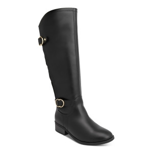 UPC 733004092695 product image for Karen Scott Womens Black Buckle Accent Asymmetrical Wide Calf Cushioned Goring L | upcitemdb.com