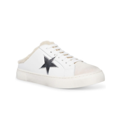 STEVEN NEW YORK Womens White Metallic Star Lace Comfort Rae Round Toe Platform Slip On Sneakers Shoes 8 M 