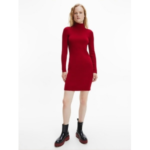 UPC 194998487353 product image for Calvin Klein Jeans Womens Maroon Ribbed Fitted Unlined Long Sleeve Turtle Neck A | upcitemdb.com
