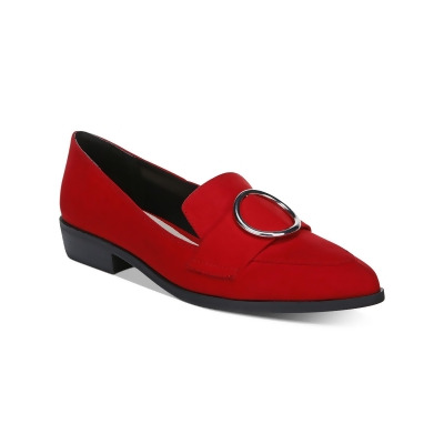 BAR III Womens Red Metallic Ring Accent Padded Comfort Involve Pointed Toe Block Heel Slip On Loafers Shoes 10 M 