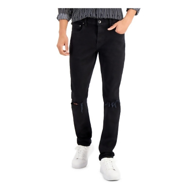 INC Mens Black Flat Front, Skinny Fit Stretch Denim Jeans 34W/ 32L 