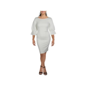 UPC 195841111104 product image for Calvin Klein Womens White Zippered Lined V-back Bell Sleeve Round Neck Above The | upcitemdb.com