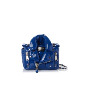 UPC 889316407273 product image for Moschino Women's Blue Solid Motorcycle Jacket Design Double Flat Strap Shoulder  | upcitemdb.com
