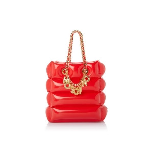 UPC 889316407440 product image for Moschino Women's Red Quilted Solid Pvc Logo Letter Charms Chain Strap Shoulder B | upcitemdb.com