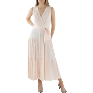 UPC 196284884327 product image for Calvin Klein Womens Pink Zippered Textured Button Skirt Ladder Trim Tie Sleevele | upcitemdb.com