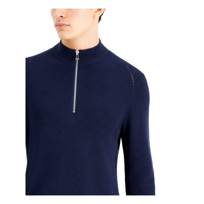 INC Mens Blue Turtle Neck Quarter-Zip Pullover Sweater XXL 