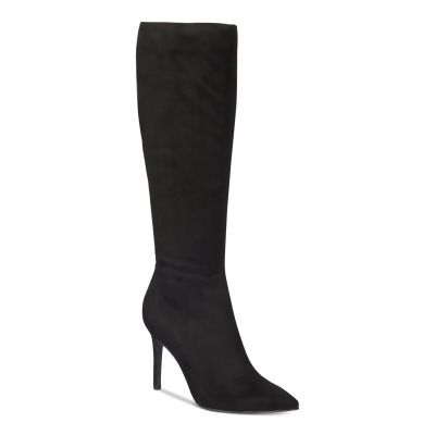 THALIA SODI Womens Black Stretch Gore V-Notch Cushioned Comfort Rajel Pointed Toe Stiletto Zip-Up Boots Shoes 9.5 M 