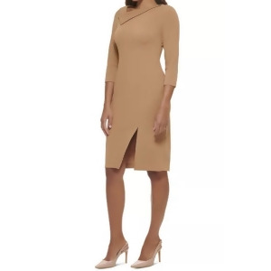 UPC 195841391667 product image for Calvin Klein Womens Brown Stretch Zippered Slitted Unlined Darted 3/4 Sleeve Asy | upcitemdb.com