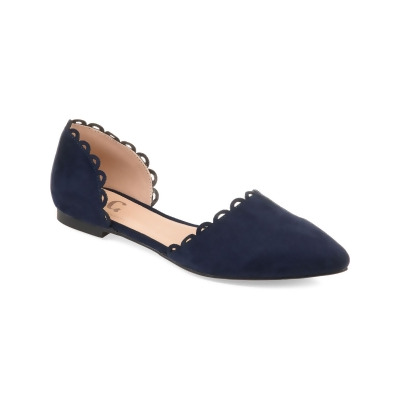 JOURNEE COLLECTION Womens Navy Cut Outs Scalloped Cushioned Jezlin Pointed Toe Block Heel Slip On Dress Flats 8.5 