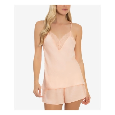 LINEA DONATELLA Intimates Pink Satin V-Neck Adjustable T-Back Straps Chemise Nightgown S 