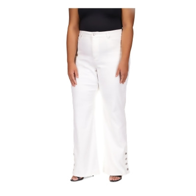 MICHAEL MICHAEL KORS Womens White Zippered Pocketed Button-hems High Waist Jeans Plus 14W 