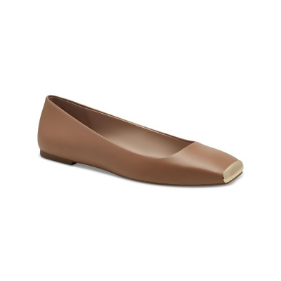 ALFANI Womens Brown Flexible Sole Padded Metallic Neptoon Square Toe Block Heel Slip On Flats Shoes 7.5 M 