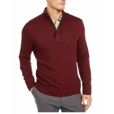 TASSO ELBA Mens Red Classic Fit Quarter-Zip Pullover Sweater S 