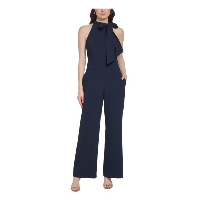VINCE CAMUTO Womens Navy Pocketed Sleeveless Halter Wear To Work Wide Leg Jumpsuit Petites 6P 