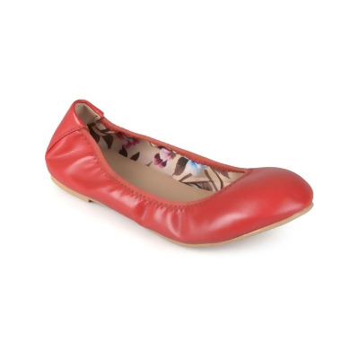 JOURNEE COLLECTION Womens Red Scrunched Ruched Lindy Round Toe Slip On Ballet Flats 6 M 