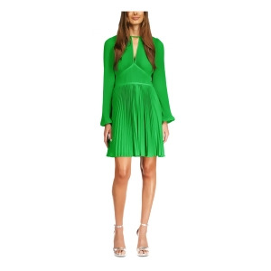 UPC 196163681115 product image for Michael Michael Kors Womens Green Pleated Zippered Lined Long Sleeve Keyhole Min | upcitemdb.com