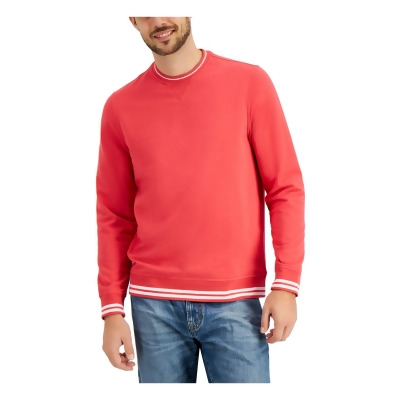 CLUBROOM Mens Red Color Block Crew Neck Classic Fit Sweater L 