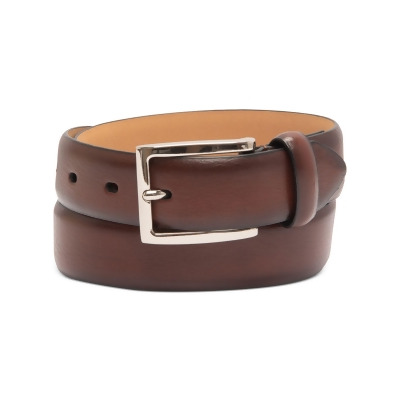 CLUBROOM Mens Brown Feather Accent Faux Leather Casual Belt M 