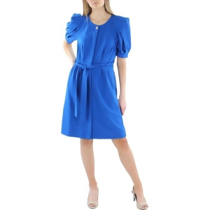 UPC 196284925204 product image for Calvin Klein Womens Blue Tie Pleated Button Up Unlined Shoulder Pads Pouf Sleeve | upcitemdb.com