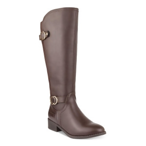 UPC 733004093340 product image for Karen Scott Womens Brown Wide Calf Buckle Accent Studded Leandraa Almond Toe Blo | upcitemdb.com