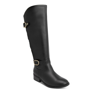 UPC 733004092626 product image for Karen Scott Womens Black Buckle Accent Asymmetrical Wide Calf Cushioned Goring L | upcitemdb.com