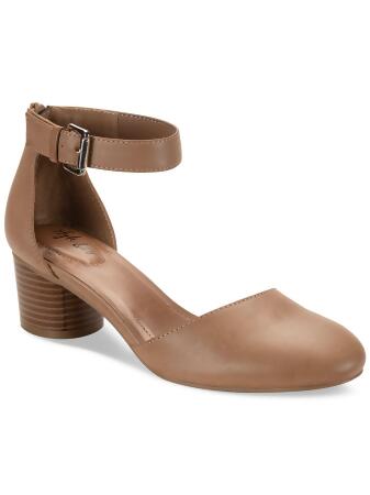 STYLE & COMPANY Womens Beige Padded Buckle Accent Ankle Strap Alinaa Almond Toe Stacked Heel Zip-Up Dress Pumps Shoes 10 M 