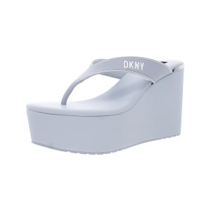 UPC 755406554700 product image for Dkny Womens Gray Metallic 2 Platform Padded Trina Round Toe Wedge Slip On Thong  | upcitemdb.com