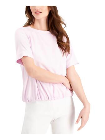 ALFANI Womens Purple Short Sleeve Jewel Neck Top XL 