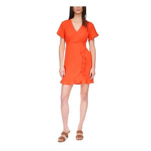 UPC 196163884677 product image for Michael Michael Kors Womens Orange Ruffled Zippered Smocked Front Waist Lined Fl | upcitemdb.com