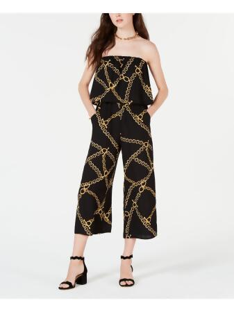 BEBOP Womens Black Chains Off Shoulder Peasant Cropped Romper Size: XXS 