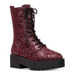 UPC 195512496097 product image for Michael Michael Kors Womens Burgundy Mixed Media Lace Up 1 Platform Padded Lug S | upcitemdb.com