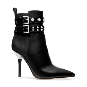 UPC 196238078499 product image for Michael Michael Kors Womens Black Heel Pull-Tab Buckle Accent Studded Amal Point | upcitemdb.com